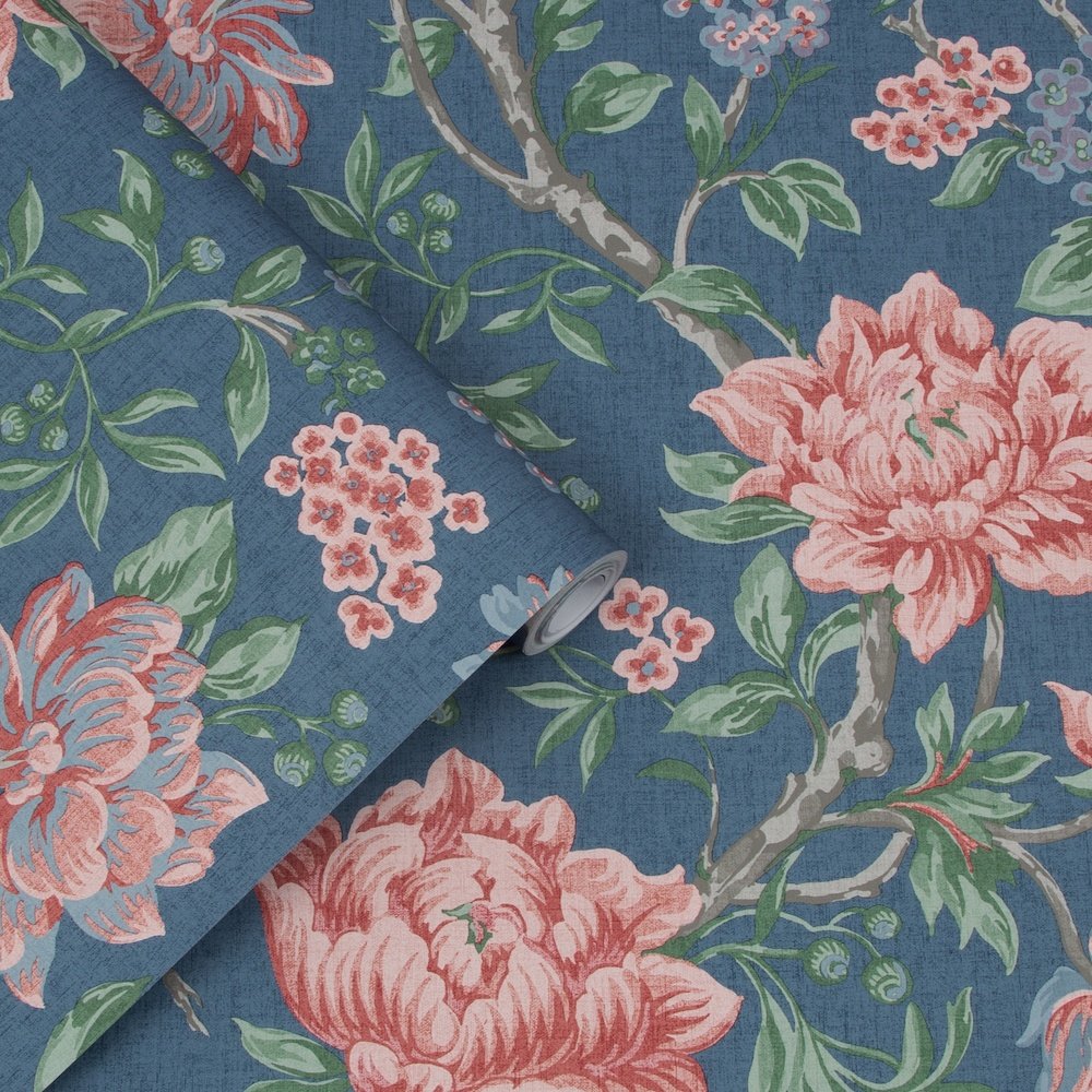 Tapestry Floral Wallpaper - Dark Seaspray - Laura Ashley - 113407 - Premier Wallcovering
