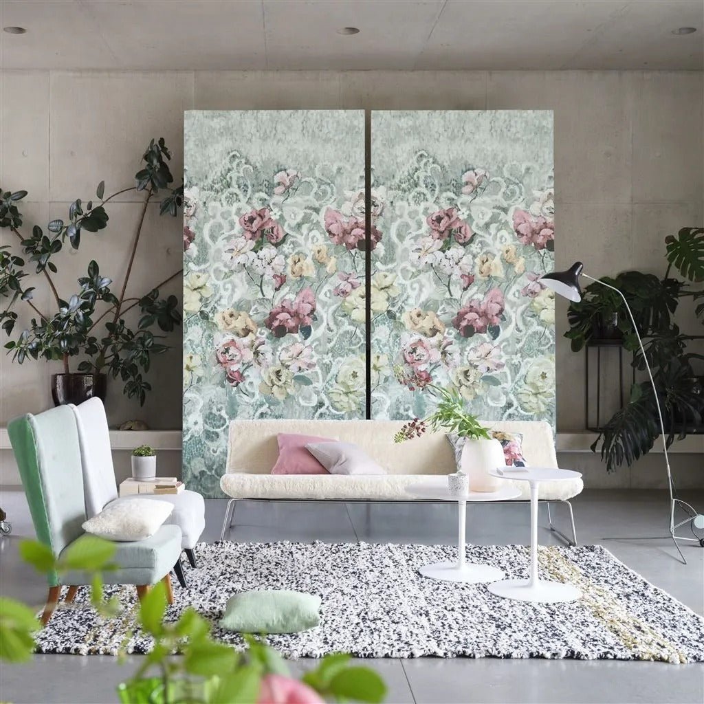 Tapestry Flower Wallpaper - Eau de Nil - PDG1153/03 - Designers Guild