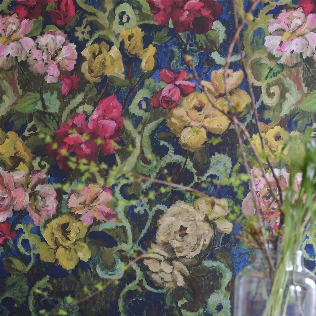 Tapestry Flower Wallpaper - Vintage Green - PDG1153/01 - Designers Guild