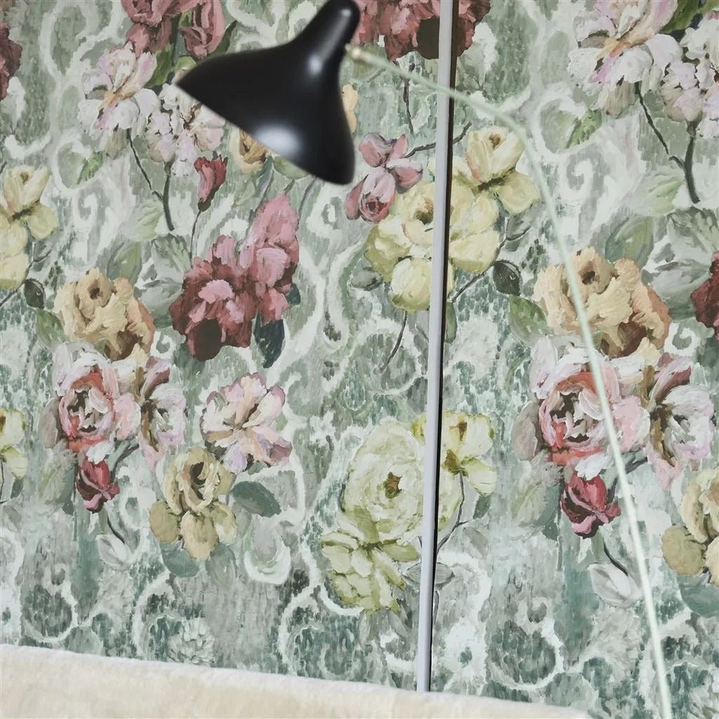 Tapestry Flower Wallpaper - Eau de Nil - PDG1153/03 - Designers Guild
