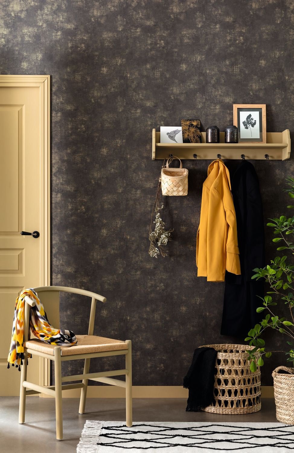 Telas 2 Uni Metalises Wallpaper - Noir - Caselio - 102079099