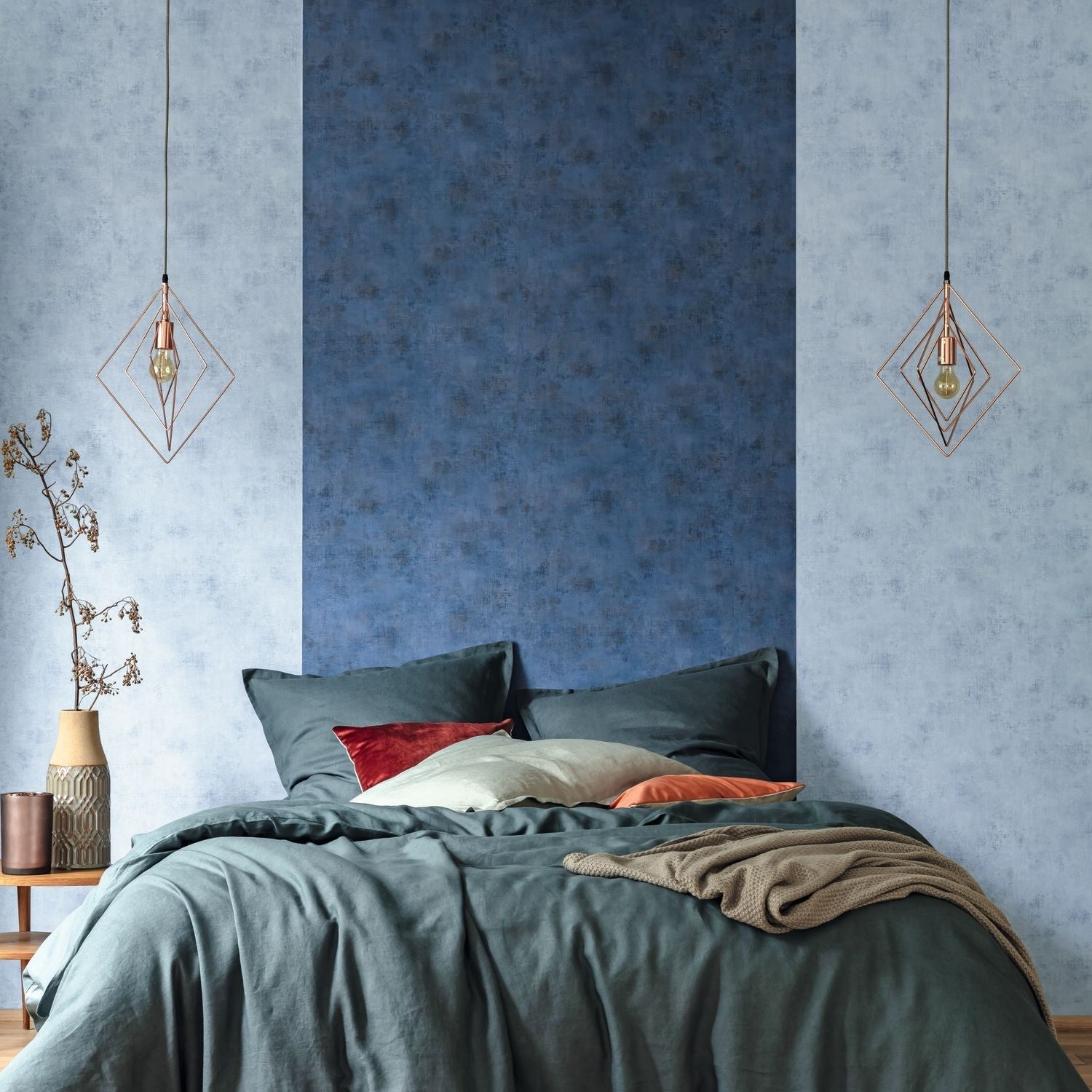 Telas 2 Uni Metalises Wallpaper - Bleu Stone - Caselio - 102076001