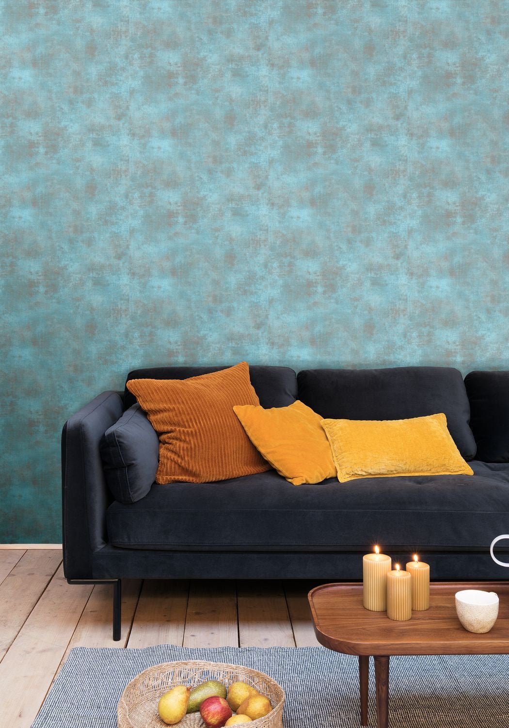 Telas 2 Uni Metalises Wallpaper - Turquoise - Caselio - 102076299
