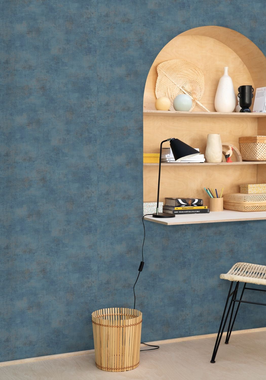 Telas 2 Uni Metalises Wallpaper - Bleu Paon - Caselio - 102076120