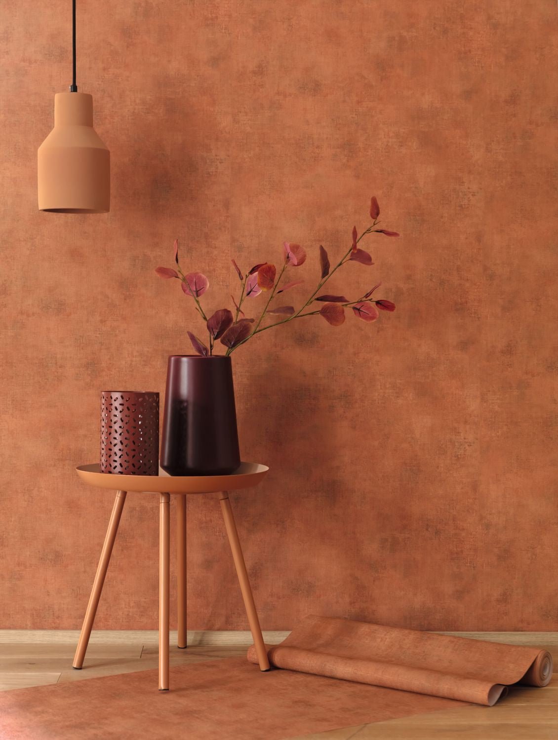 Telas 2 Uni Metalises Wallpaper - Rouille - Caselio - 102073050