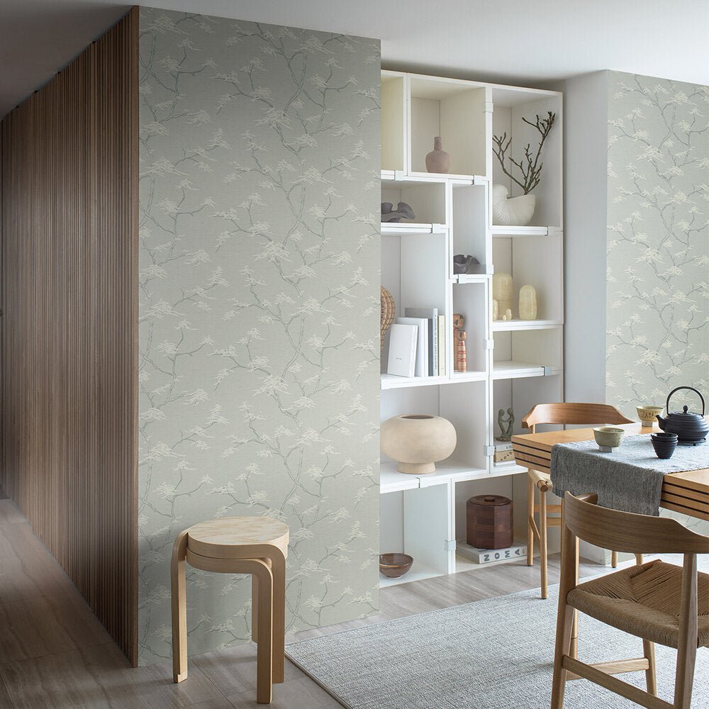 Temple Tree Wallpaper - Grey - Green - Boråstapeter - 3103 - Premier Wallcovering