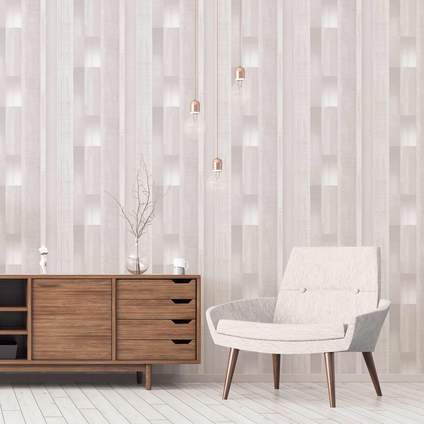 Texstyle Agen Stripe Wallpaper - Warm Neutrals / Mica - Galerie - G56576 - Premier Wallcovering