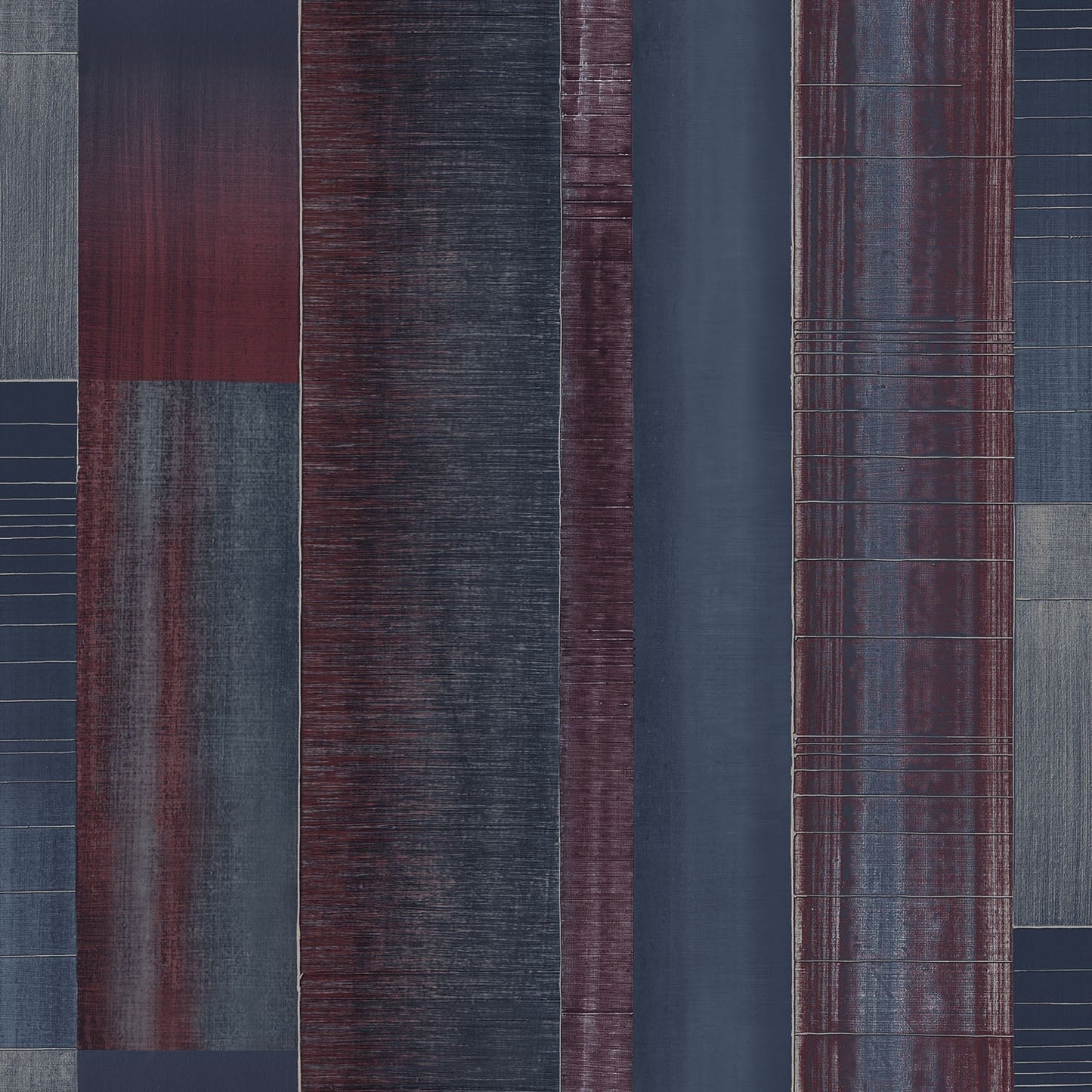 Texstyle Agen Stripe Wallpaper - Navy / Cranberry / Metallic Ink - Galerie - G56573 - Premier Wallcovering