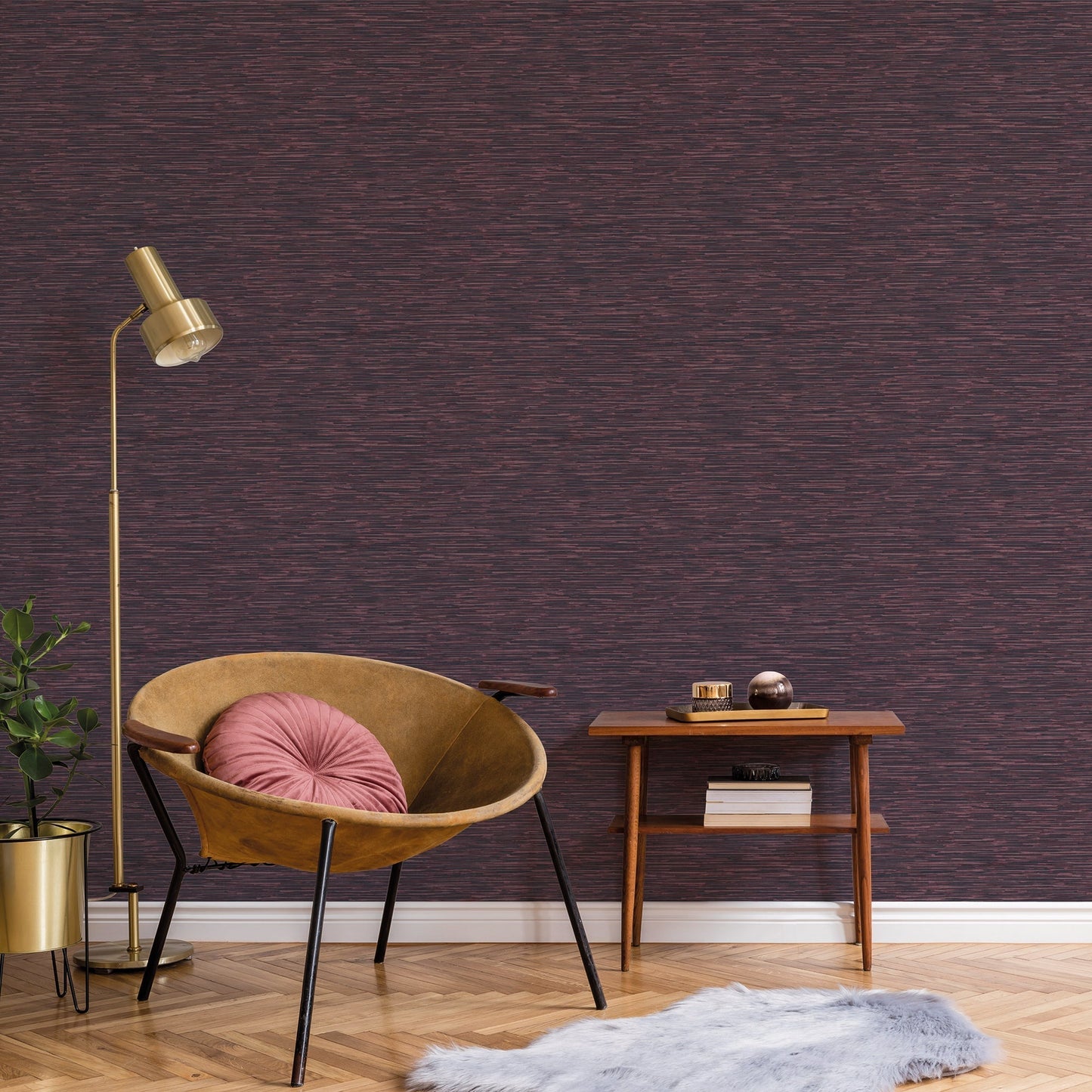 Texstyle Bronze Effect Wallpaper - Navy / Cranberry - Galerie - G56588 - Premier Wallcovering