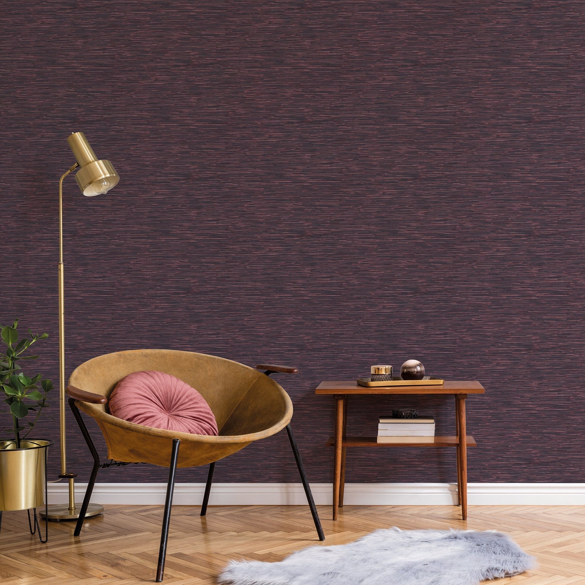 Texstyle Bronze Effect Wallpaper - Navy / Cranberry - Galerie - G56588 - Premier Wallcovering