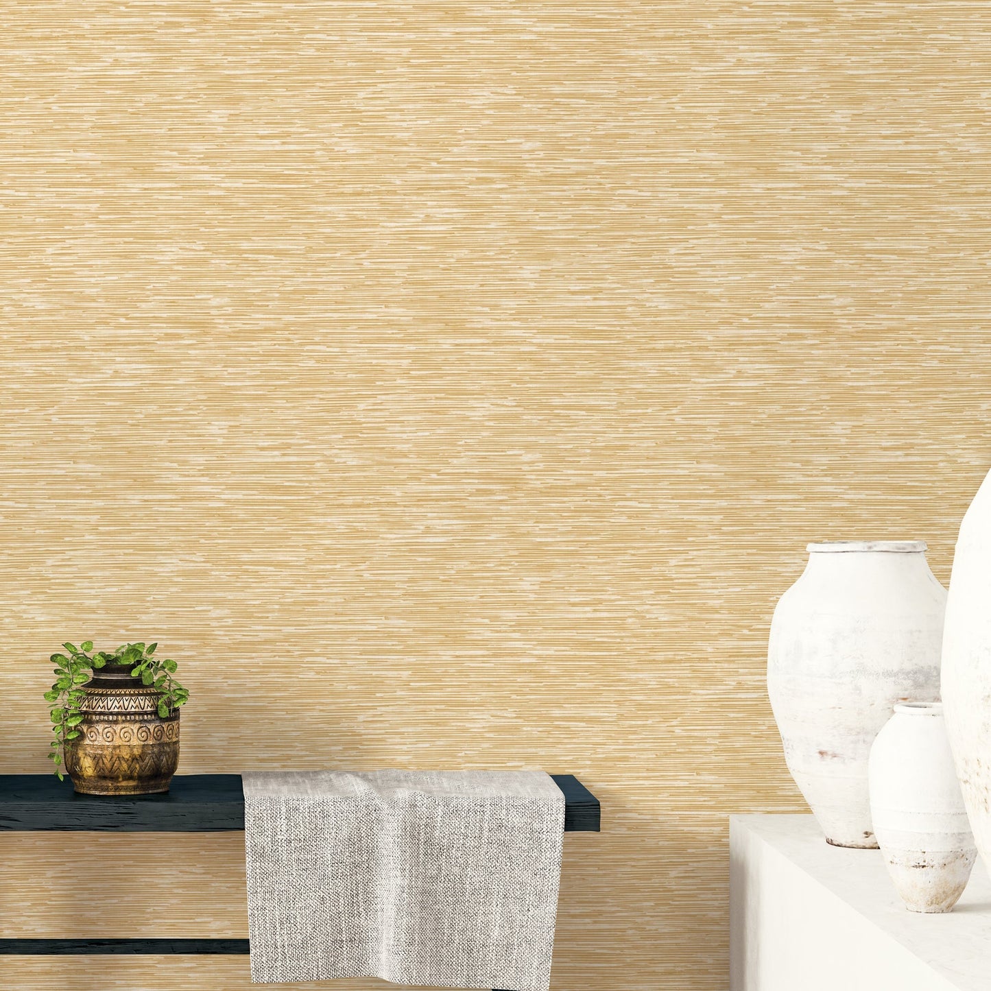 Texstyle Bronze Effect Wallpaper - Ochre / Metallic Gold - Galerie - G56589 - Premier Wallcovering