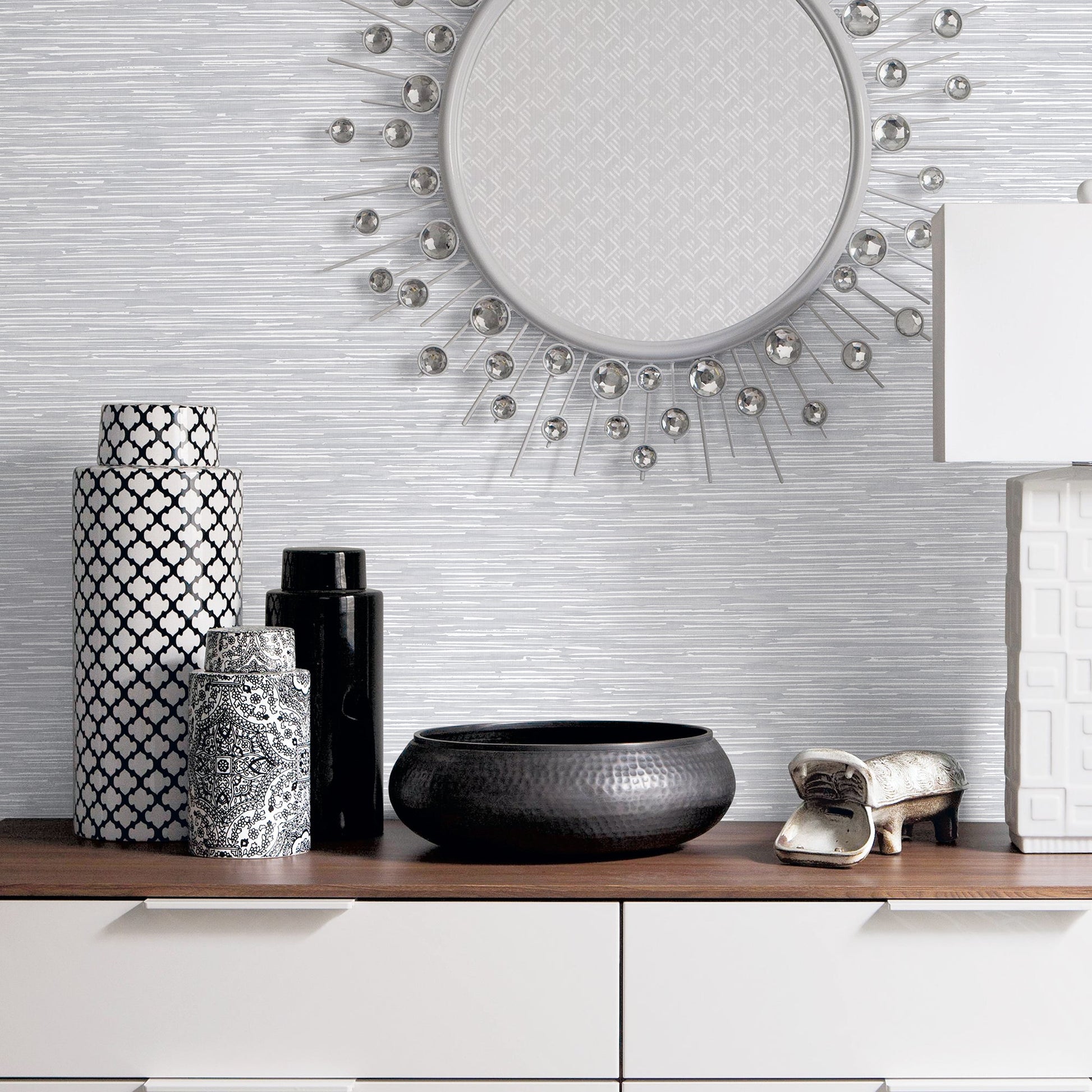 Texstyle Bronze Effect Wallpaper - Light Grey / Light Silver Metallic - Galerie - G56587 - Premier Wallcovering