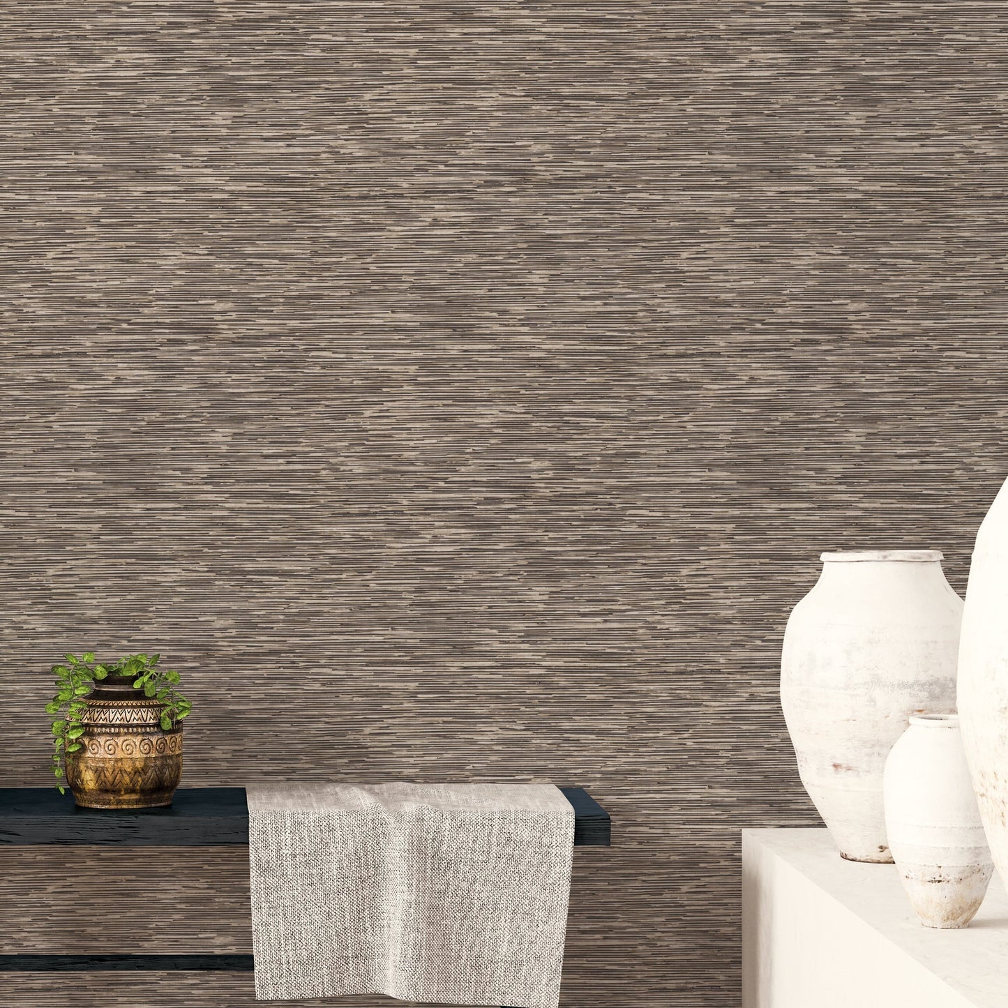 Texstyle Bronze Effect Wallpaper - Brown / Black / Metallic Ink - Galerie - G56585 - Premier Wallcovering