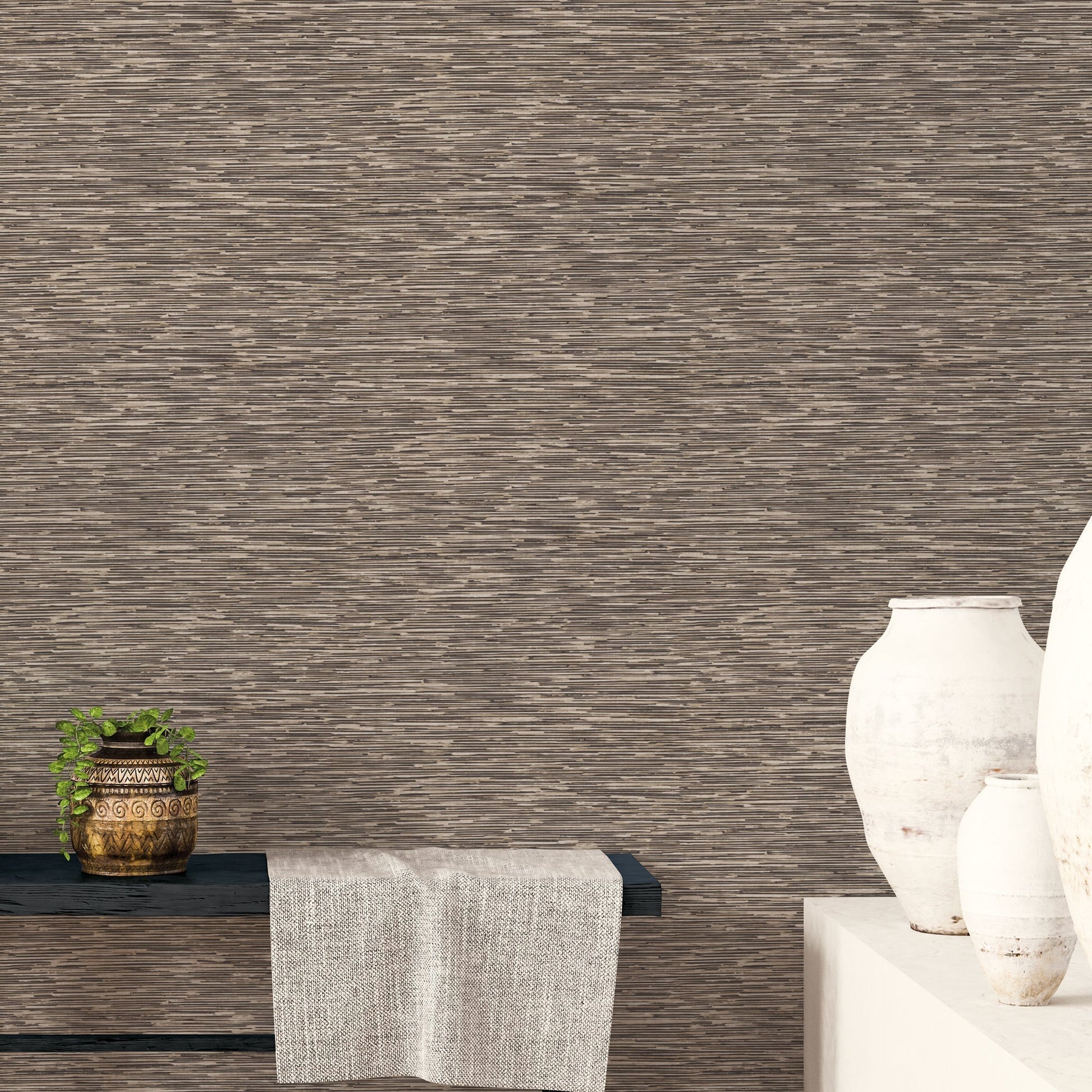 Texstyle Bronze Effect Wallpaper - Brown / Black / Metallic Ink - Galerie - G56585 - Premier Wallcovering