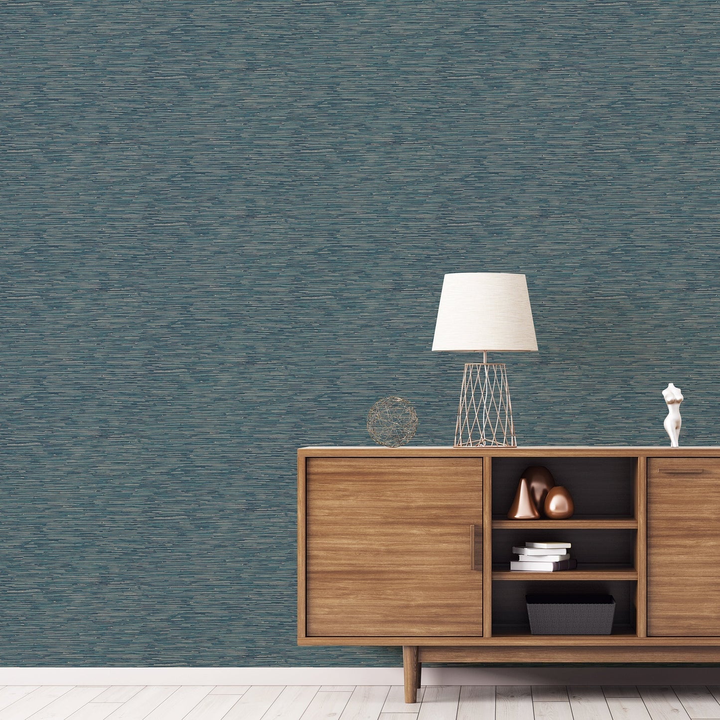 Texstyle Bronze Effect Wallpaper - Turquoise / Navy / Metallic Ink - Galerie - G56591 - Premier Wallcovering