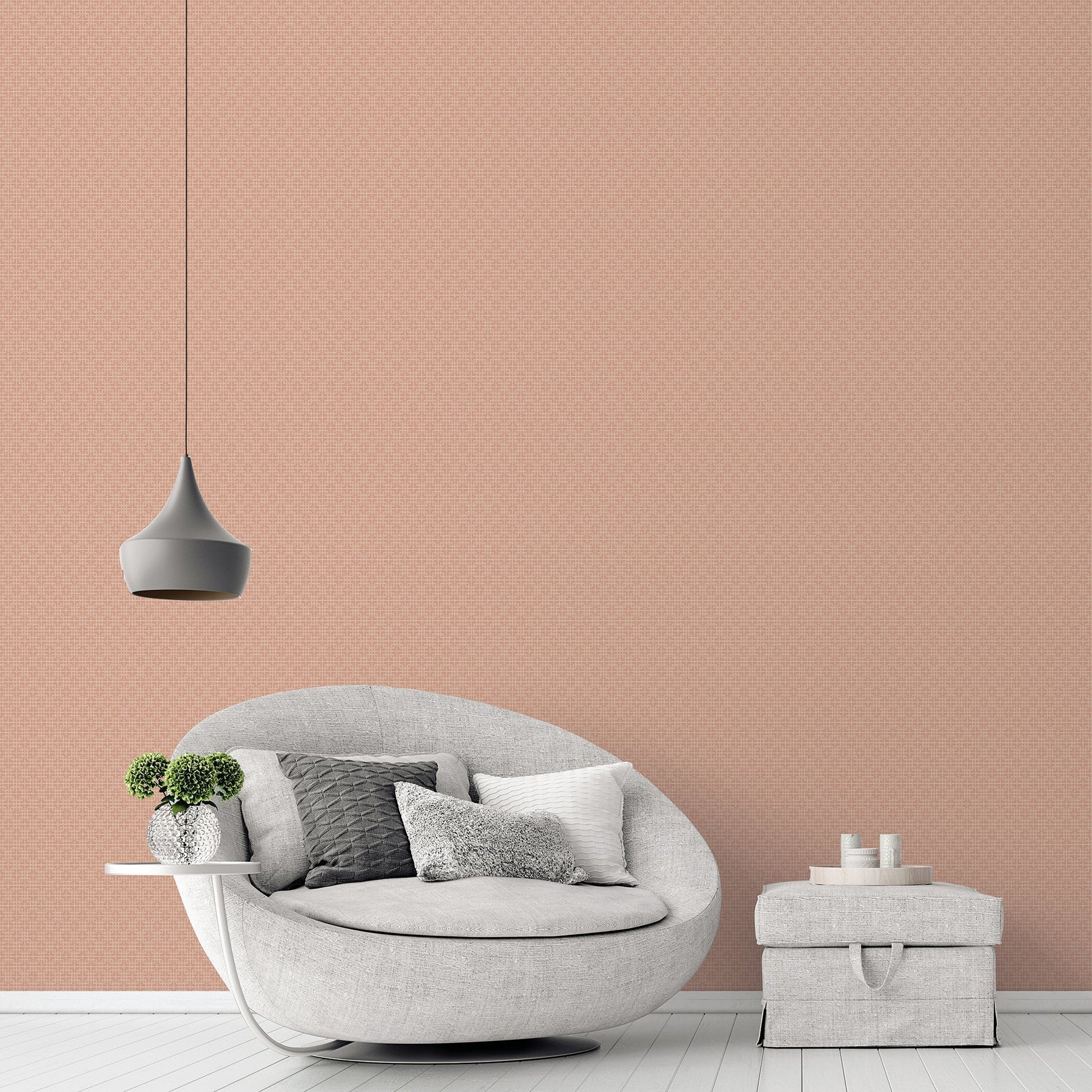 Texstyle Greek Key Texture Wallpaper - Terracotta / Rose Gold - Galerie - G56599 - Premier Wallcovering