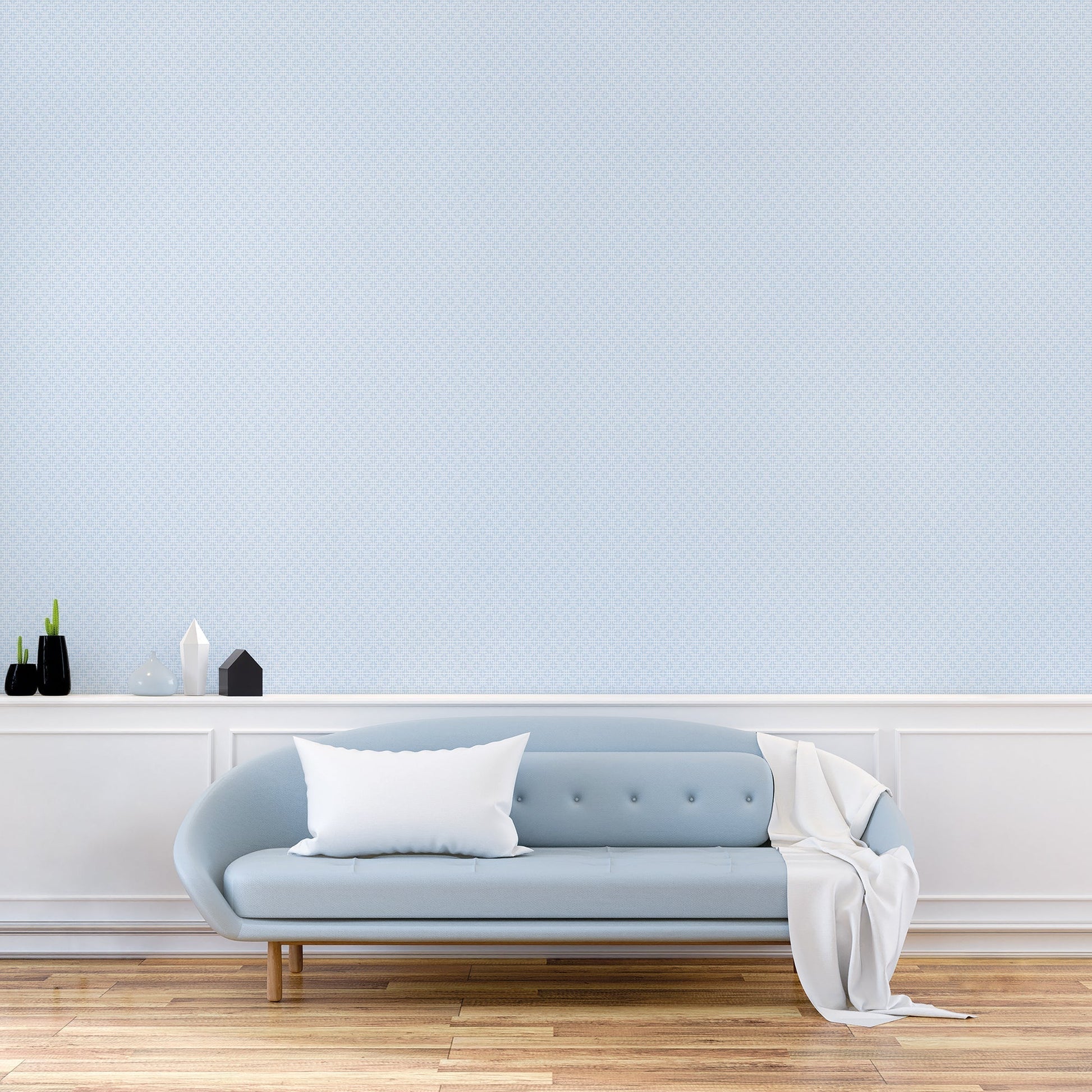 Texstyle Greek Key Texture Wallpaper - Blue / Metallic Ink - Galerie - G56595 - Premier Wallcovering