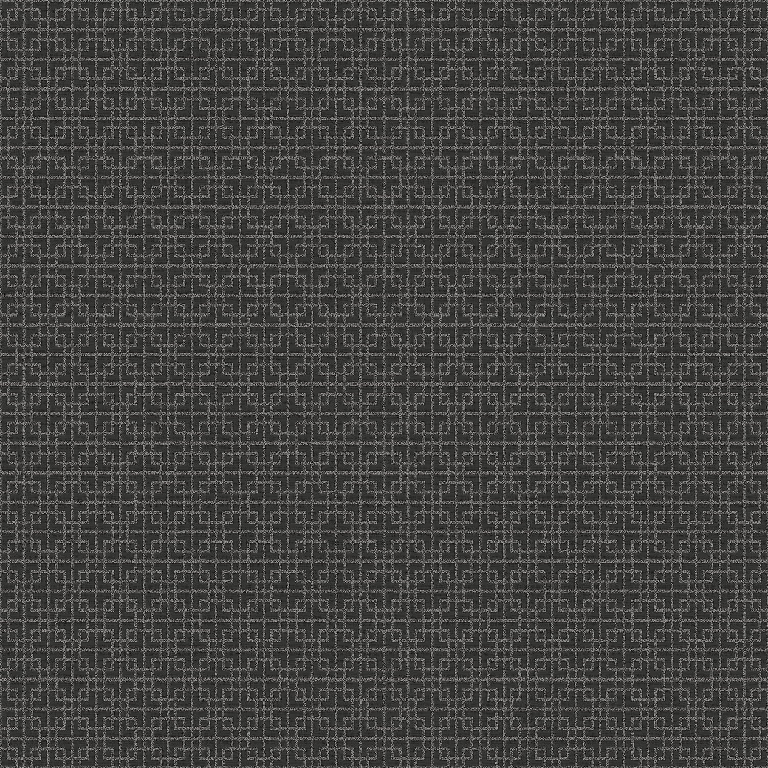 Texstyle Greek Key Texture Wallpaper - Black / Silver Metallic - Galerie - G56594 - Premier Wallcovering