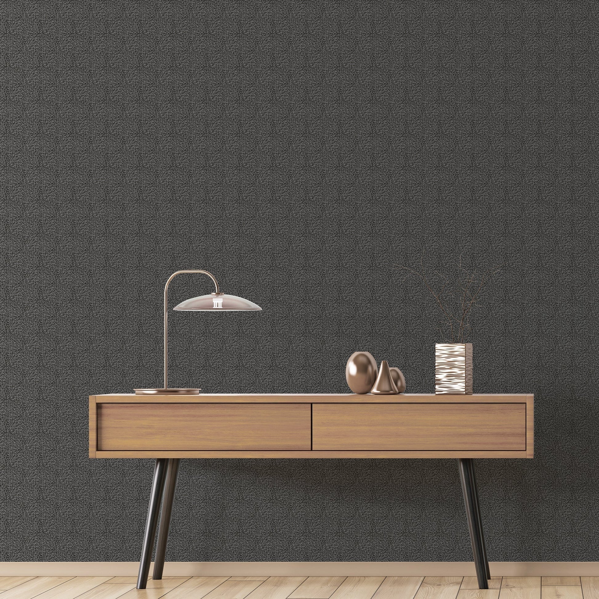 Texstyle Hedgehog Wallpaper - Black / Silver Metallic - Galerie - G56603 - Premier Wallcovering
