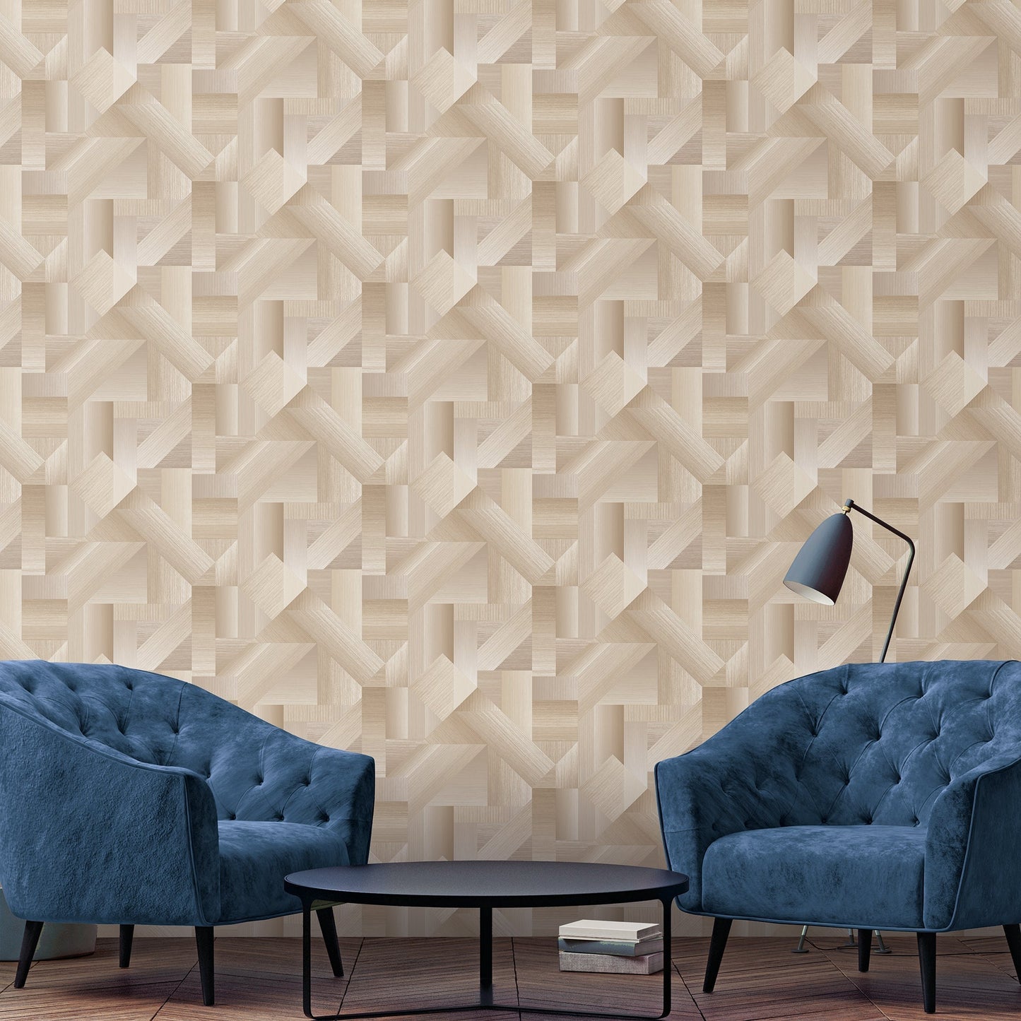 Texstyle Shape Shifter Wallpaper - Beige / Metallic ink - Galerie - G56623 - Premier Wallcovering