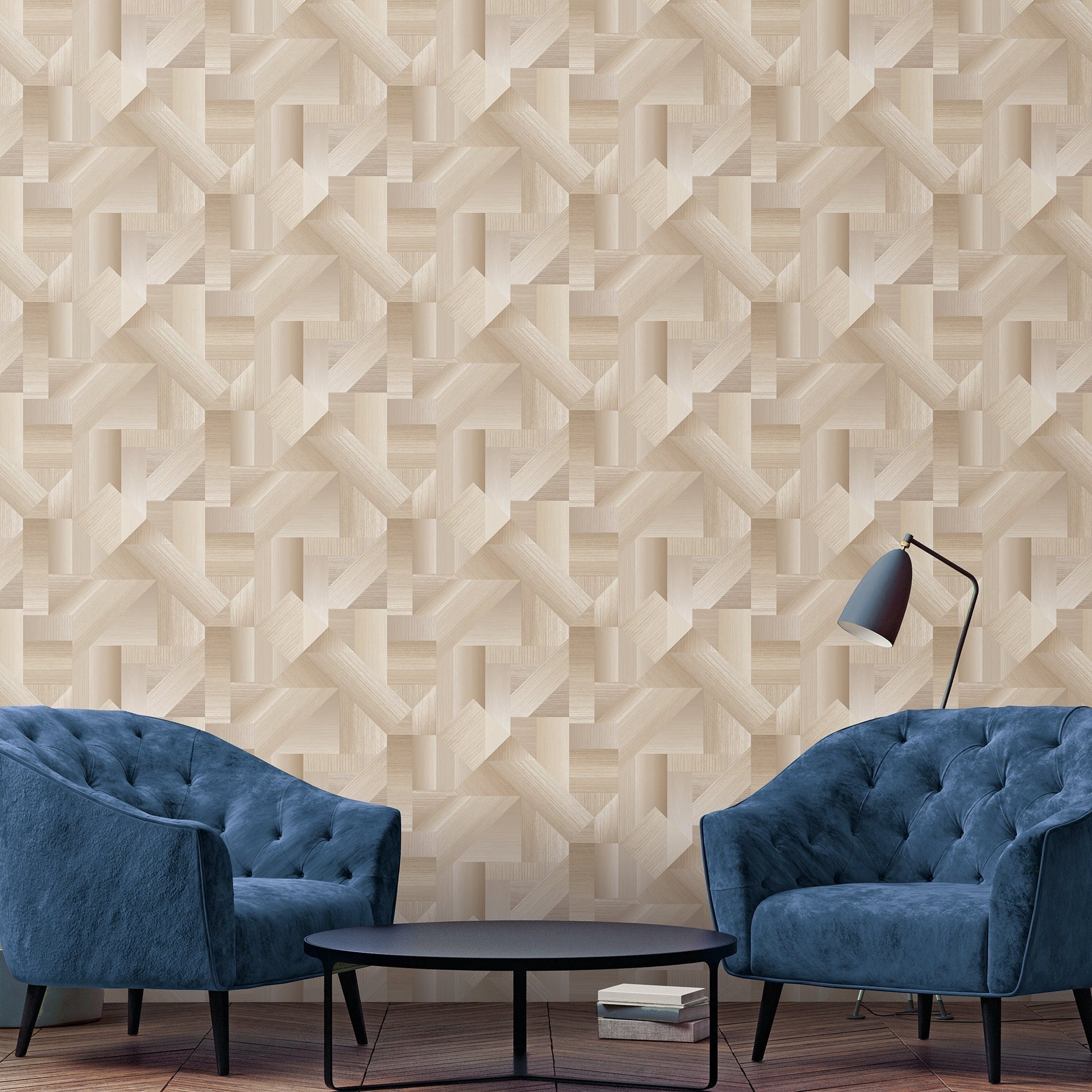 Texstyle Shape Shifter Wallpaper - Beige / Metallic ink - Galerie - G56623 - Premier Wallcovering