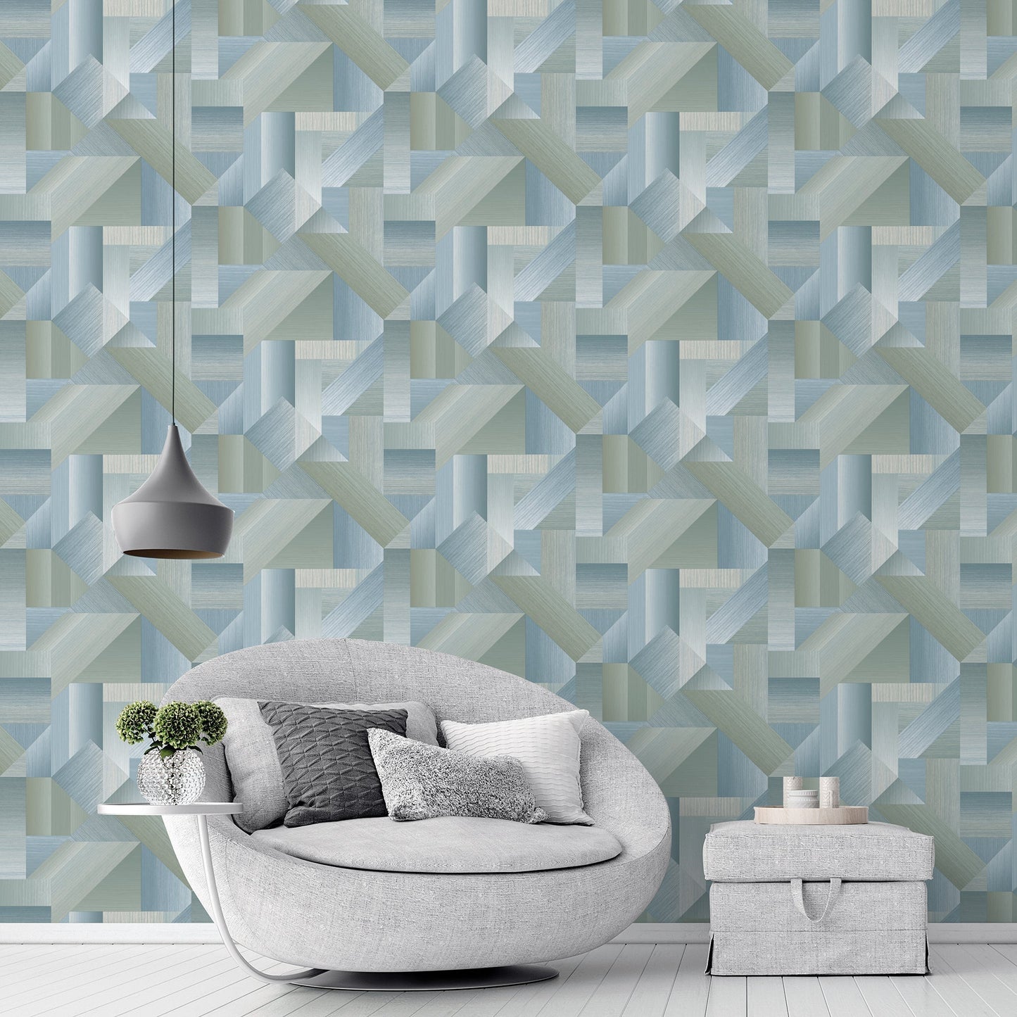 Texstyle Shape Shifter Wallpaper - Mixed Greens - Galerie - G56627 - Premier Wallcovering