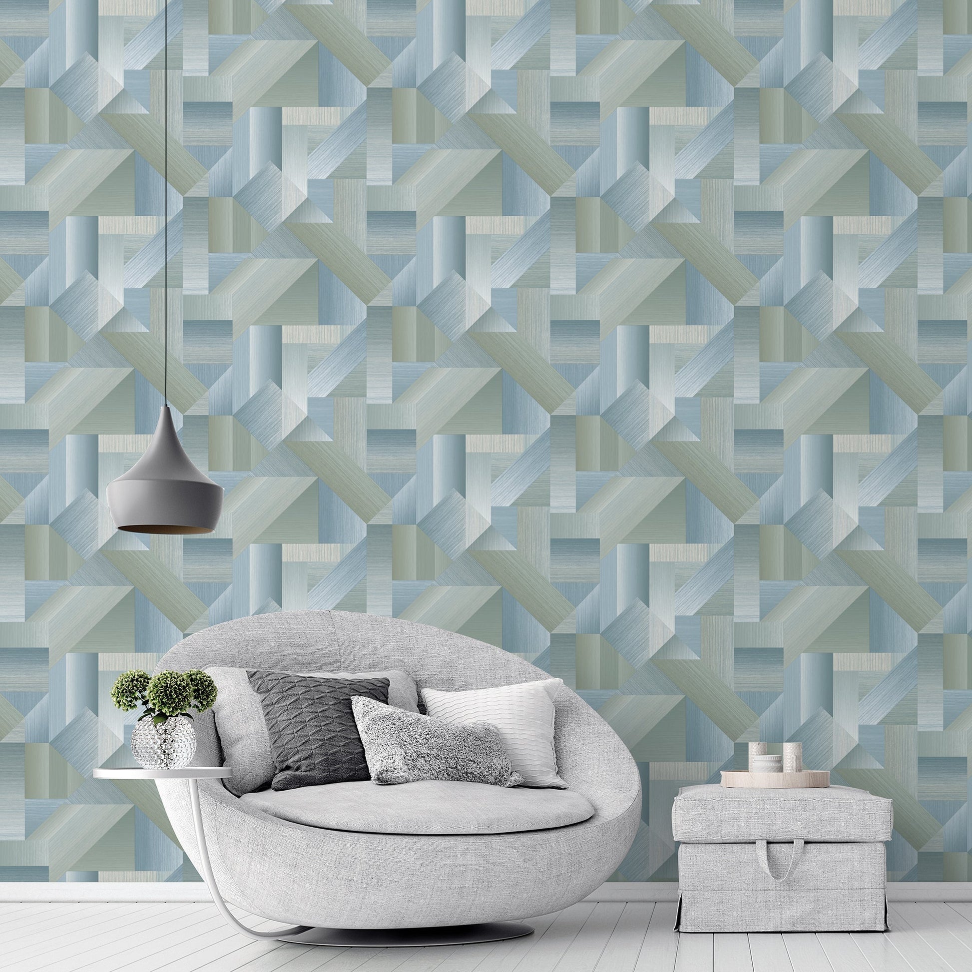 Texstyle Shape Shifter Wallpaper - Mixed Greens - Galerie - G56627 - Premier Wallcovering