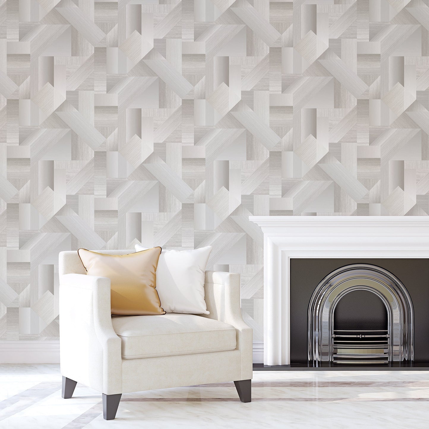 Texstyle Shape Shifter Wallpaper - Warm Neutrals / Mica - Galerie - G56629 - Premier Wallcovering