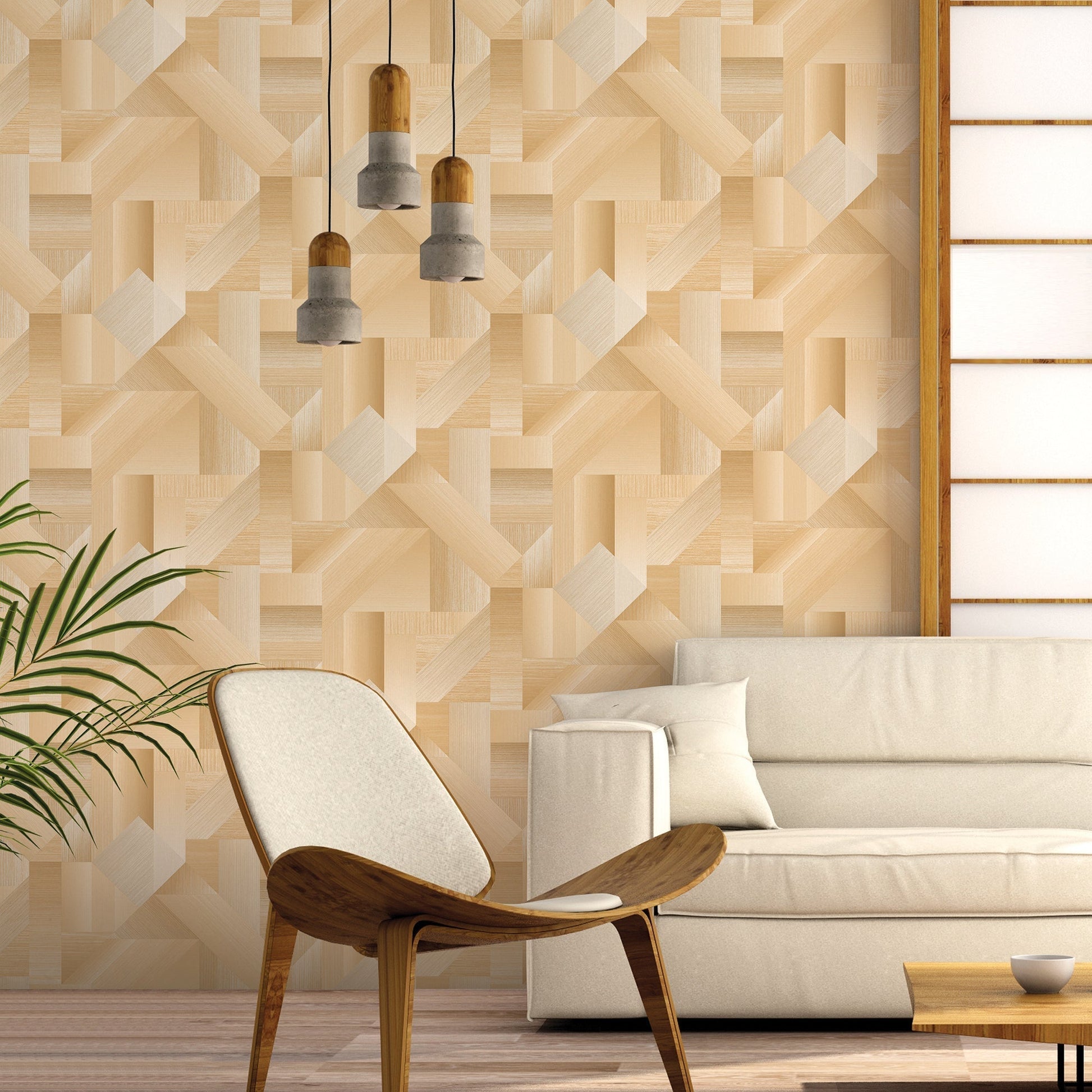 Texstyle Shape Shifter Wallpaper - Ochre / Metallic Gold - Galerie - G56628 - Premier Wallcovering