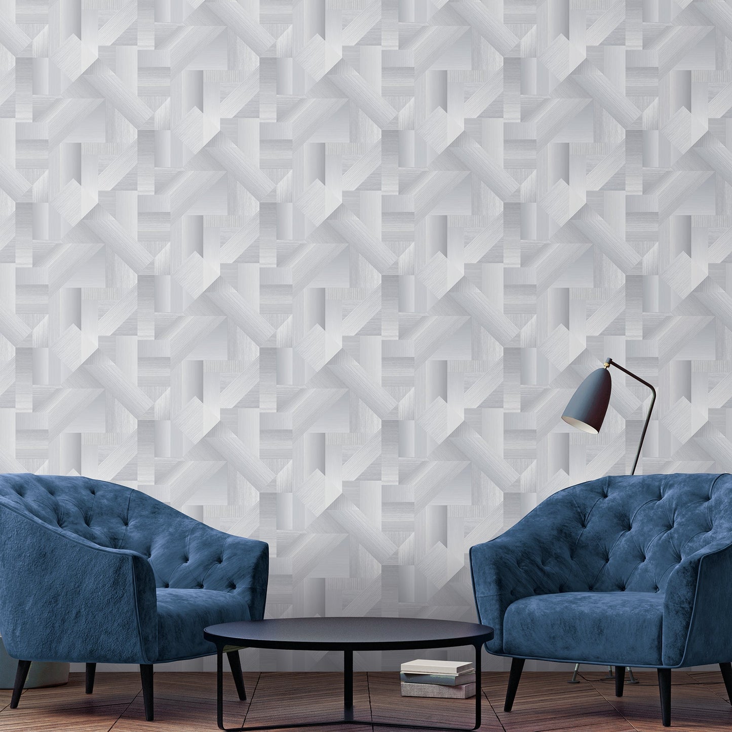 Texstyle Shape Shifter Wallpaper - Grey / Silver Metallic - Galerie - G56626 - Premier Wallcovering