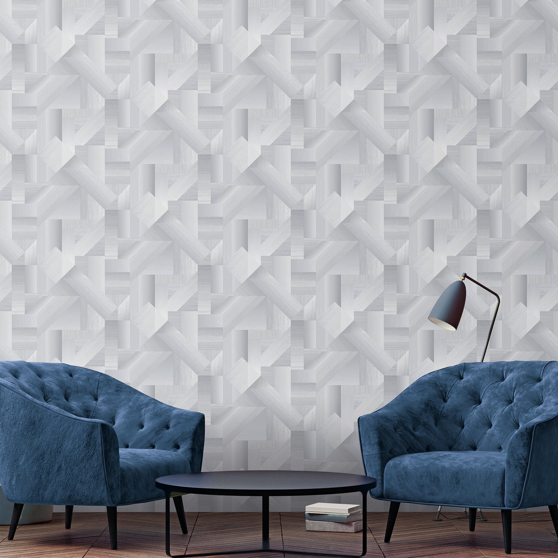 Texstyle Shape Shifter Wallpaper - Grey / Silver Metallic - Galerie - G56626 - Premier Wallcovering