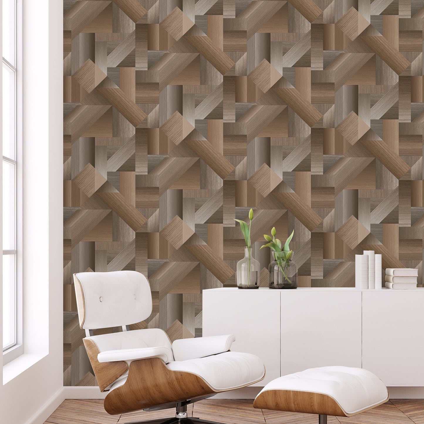 Texstyle Shape Shifter Wallpaper - Brown / Metallic Ink - Galerie - G56625 - Premier Wallcovering