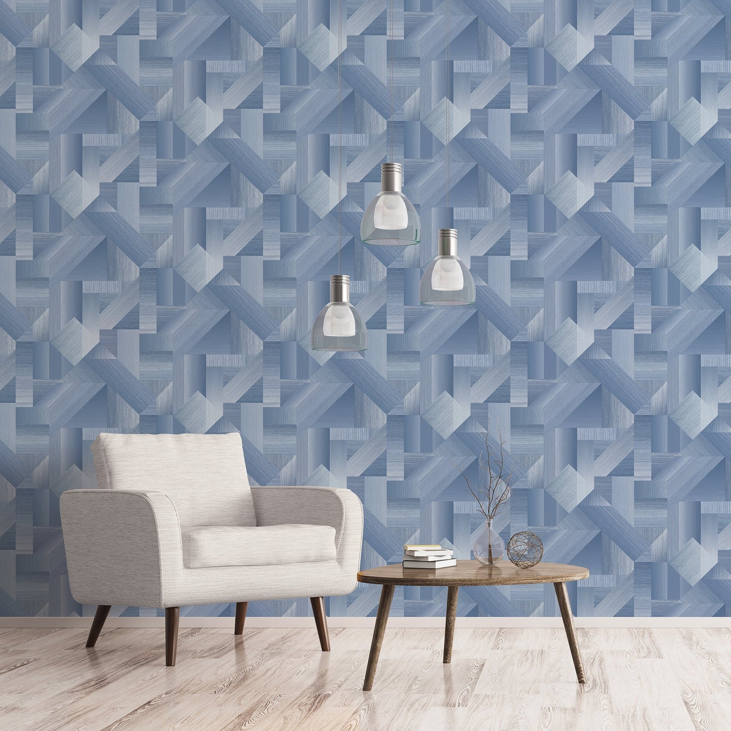 Texstyle Shape Shifter Wallpaper - Blue - Galerie - G56624 - Premier Wallcovering