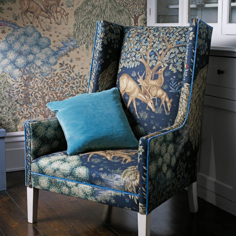 The Brook Fabric - Tapestry Blue - Morris & Co - DCMF226709 - Premier Wallcovering