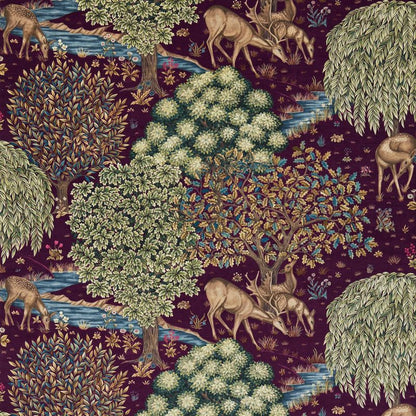 The Brook Velvet Fabric - Tapestry Red - Morris & Co - DCMF226699 - Premier Wallcovering