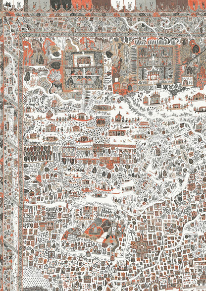 The Map Maxi Wallpaper - Satsuma Soot - Lewis & Wood - Premier Wallcovering