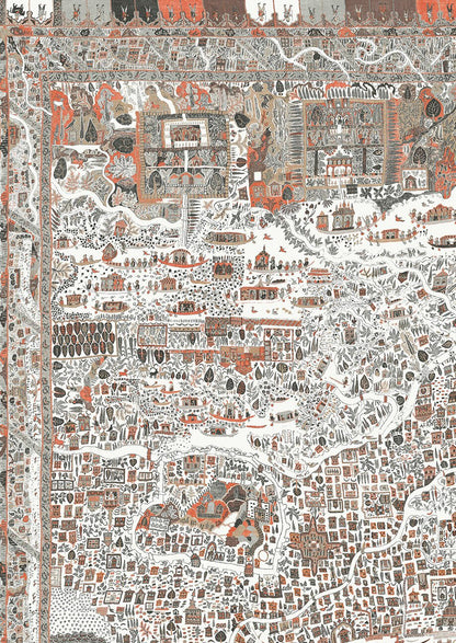 The Map Mini Wallpaper - Satsuma Soot - Lewis & Wood - Premier Wallcovering