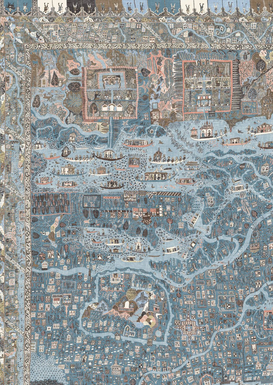 The Map Mini Wallpaper - Blue Almond - Lewis & Wood - Premier Wallcovering