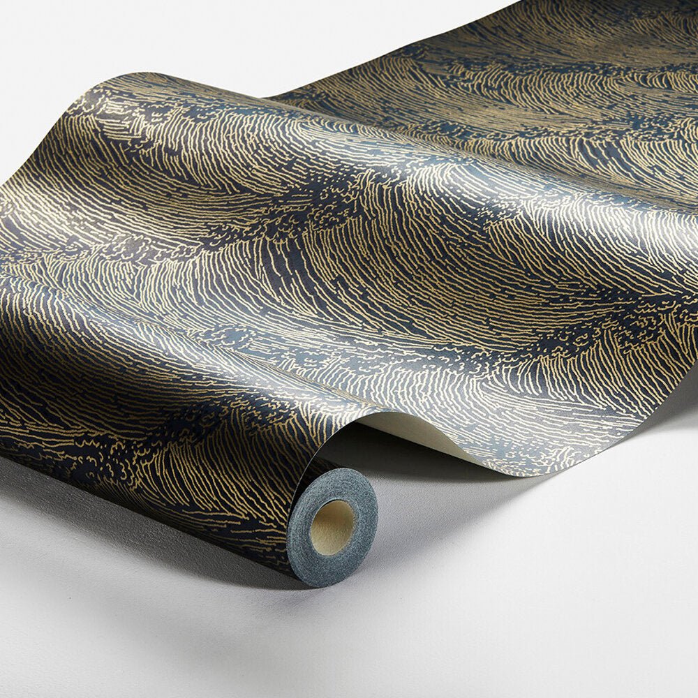 The Wave Wallpaper - Indigo and Gold - Boråstapeter - 3117 - Premier Wallcovering