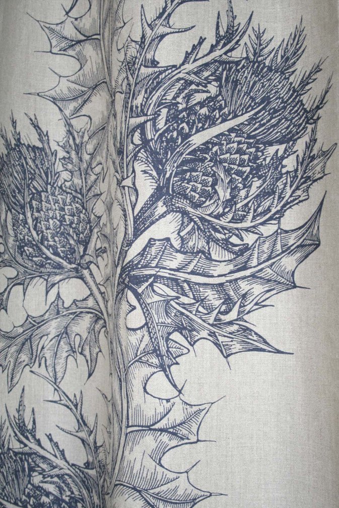 Thistle Fabric - Navy Blue - Timorous Beasties - THL/1614/04 - Premier Wallcovering