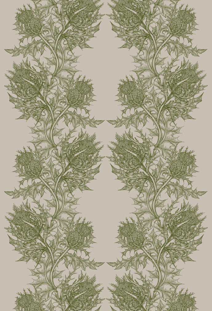 Thistle Fabric - Olive Green - Timorous Beasties - THL/1614/07 - Premier Wallcovering