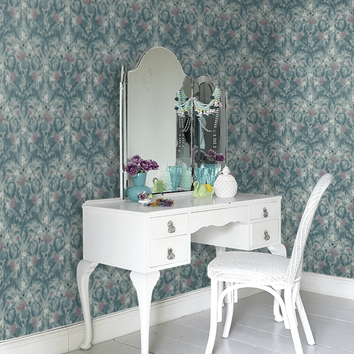 Thistle Wallpaper - Blue - Boråstapeter - 7204 - Premier Wallcovering