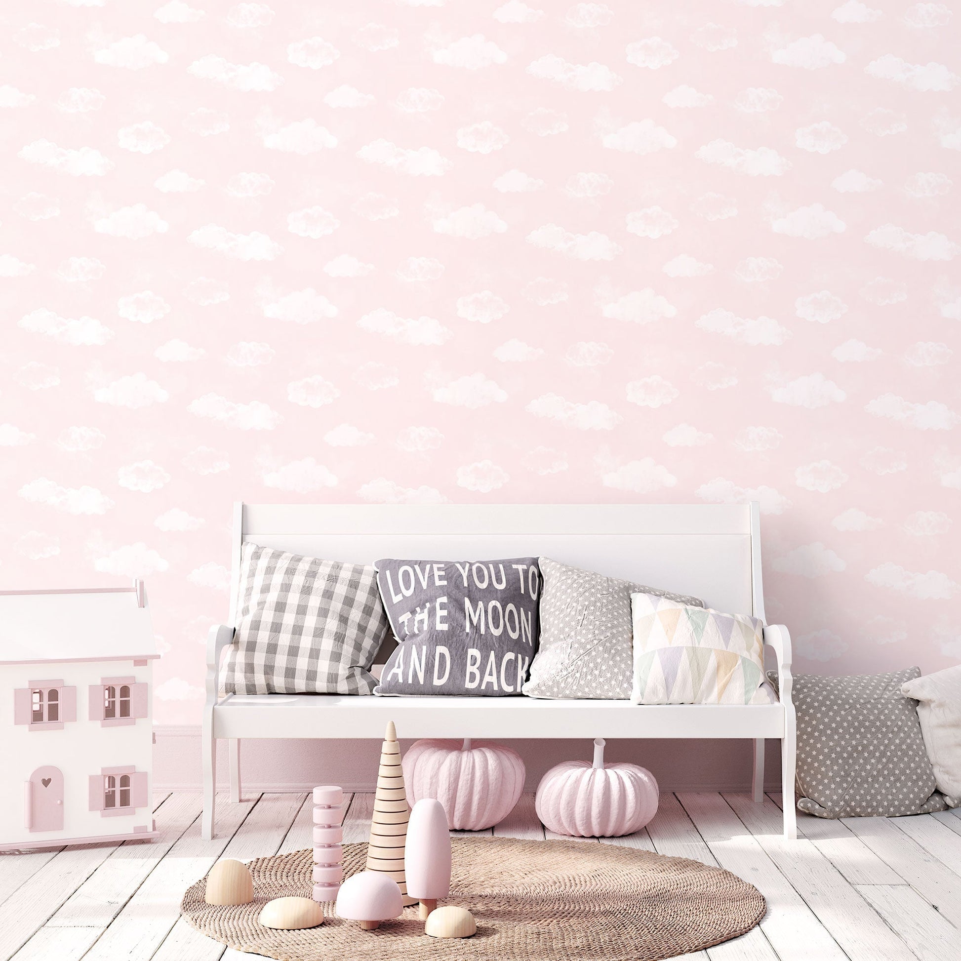 Tiny Tots 2 Cloud Wallpaper - Pink - Galerie - G78358 - Premier Wallcovering