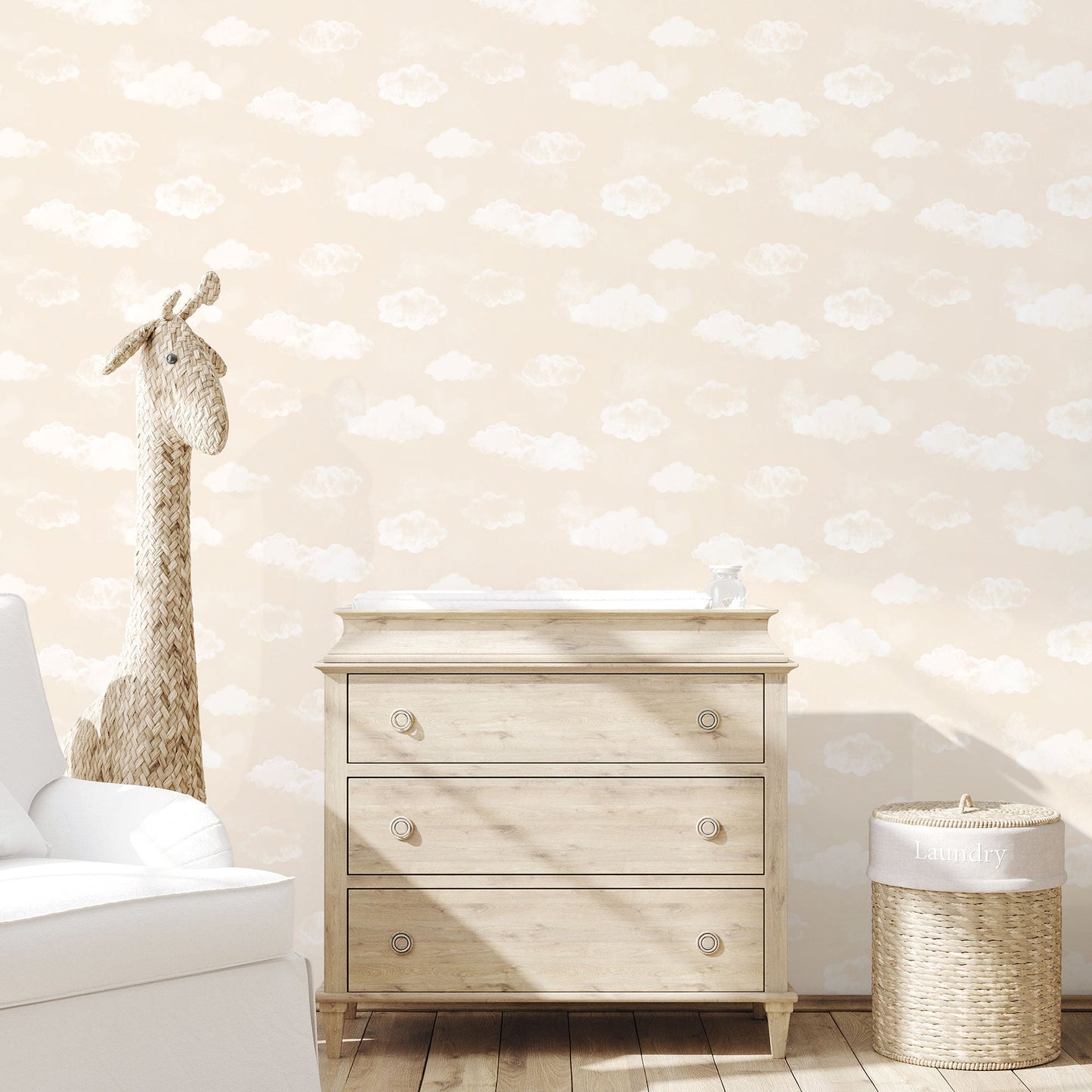 Tiny Tots 2 Cloud Wallpaper - Beige - Galerie - G78356 - Premier Wallcovering