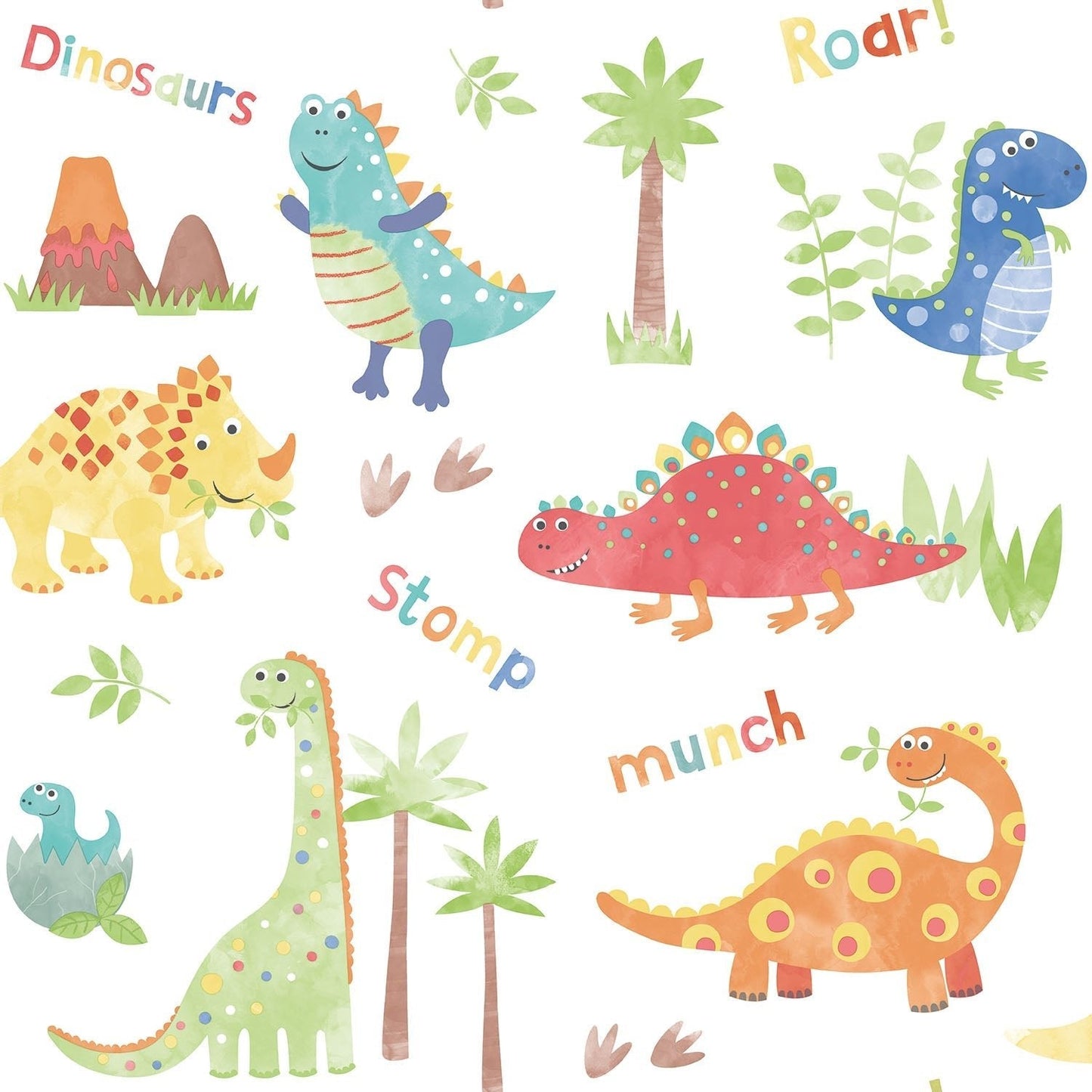 Tiny Tots 2 Dinosaurs Wallpaper - Primary - Galerie - G78364 - Premier Wallcovering