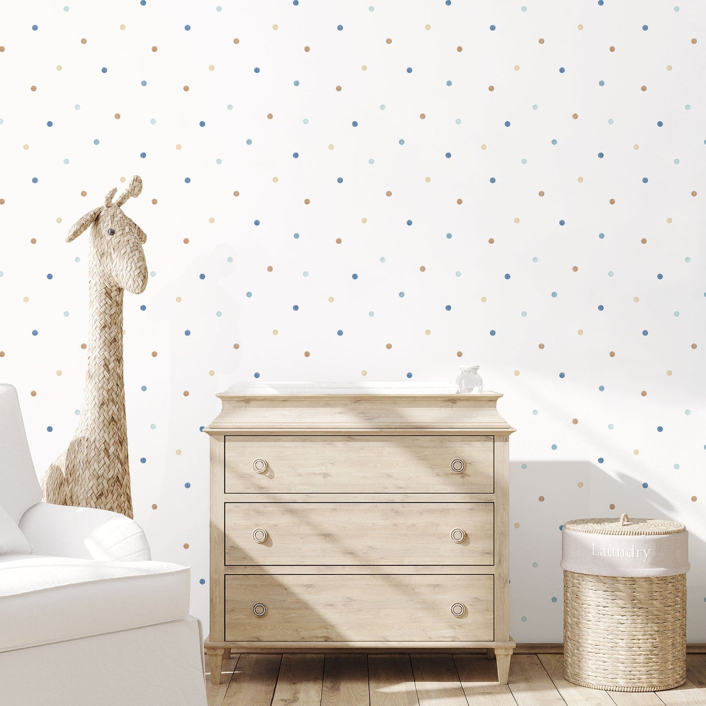 Tiny Tots 2 Dots Wallpaper - Blue / Beige - Galerie - G78366 - Premier Wallcovering