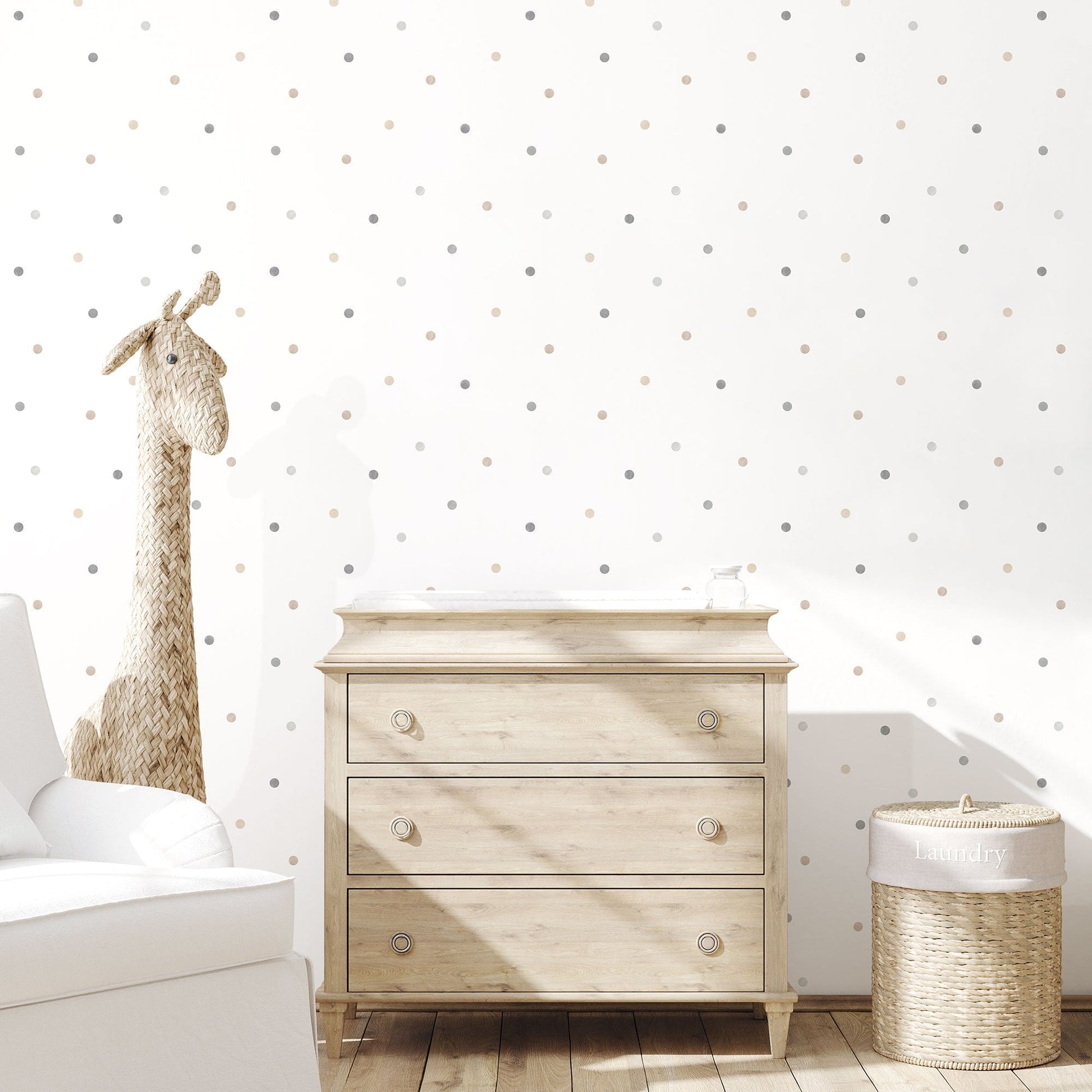 Tiny Tots 2 Dots Wallpaper - Beige / Grey / Tan - Galerie - G78365 - Premier Wallcovering
