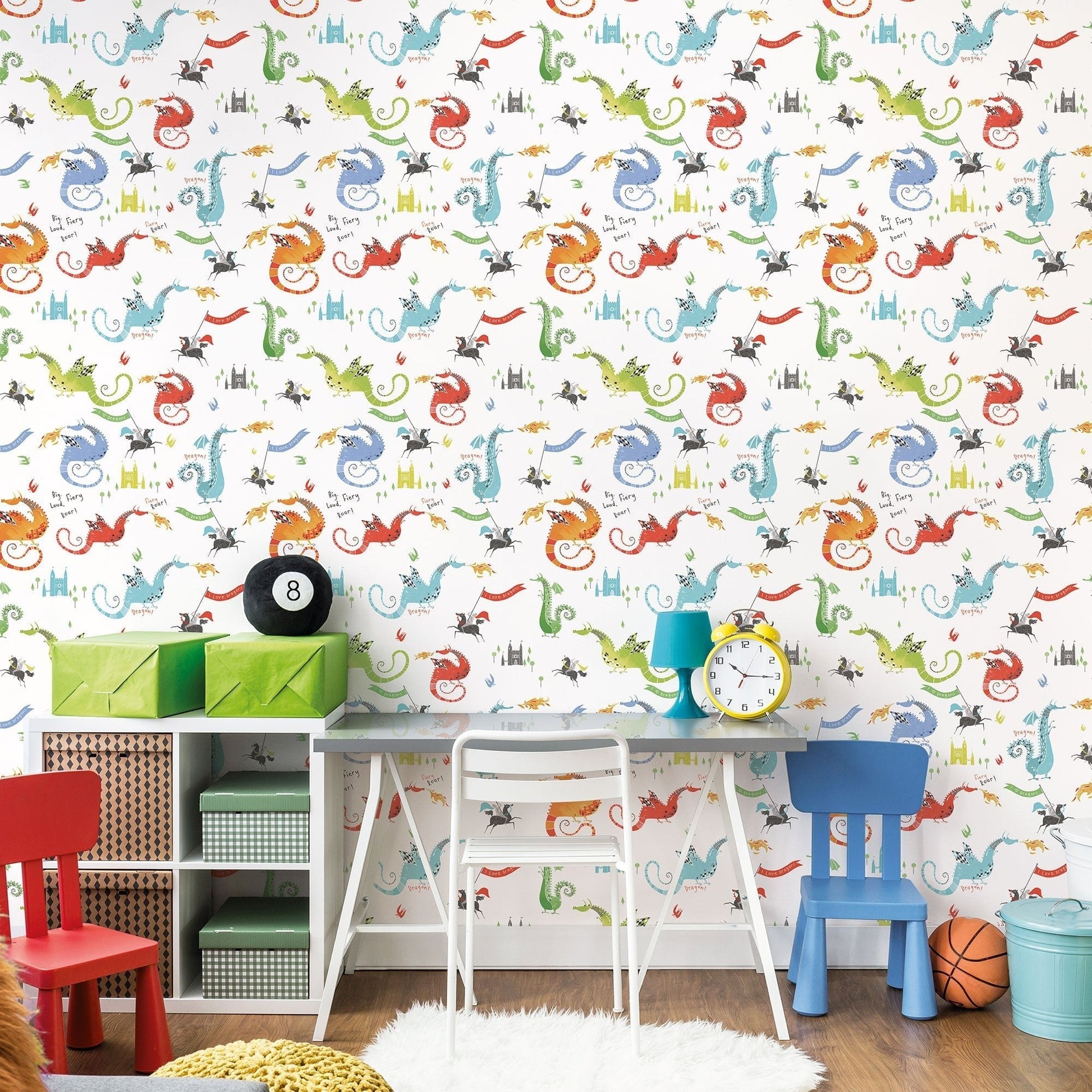 Tiny Tots 2 Dragons Wallpaper - Bright Colours - Galerie - G78368 - Premier Wallcovering