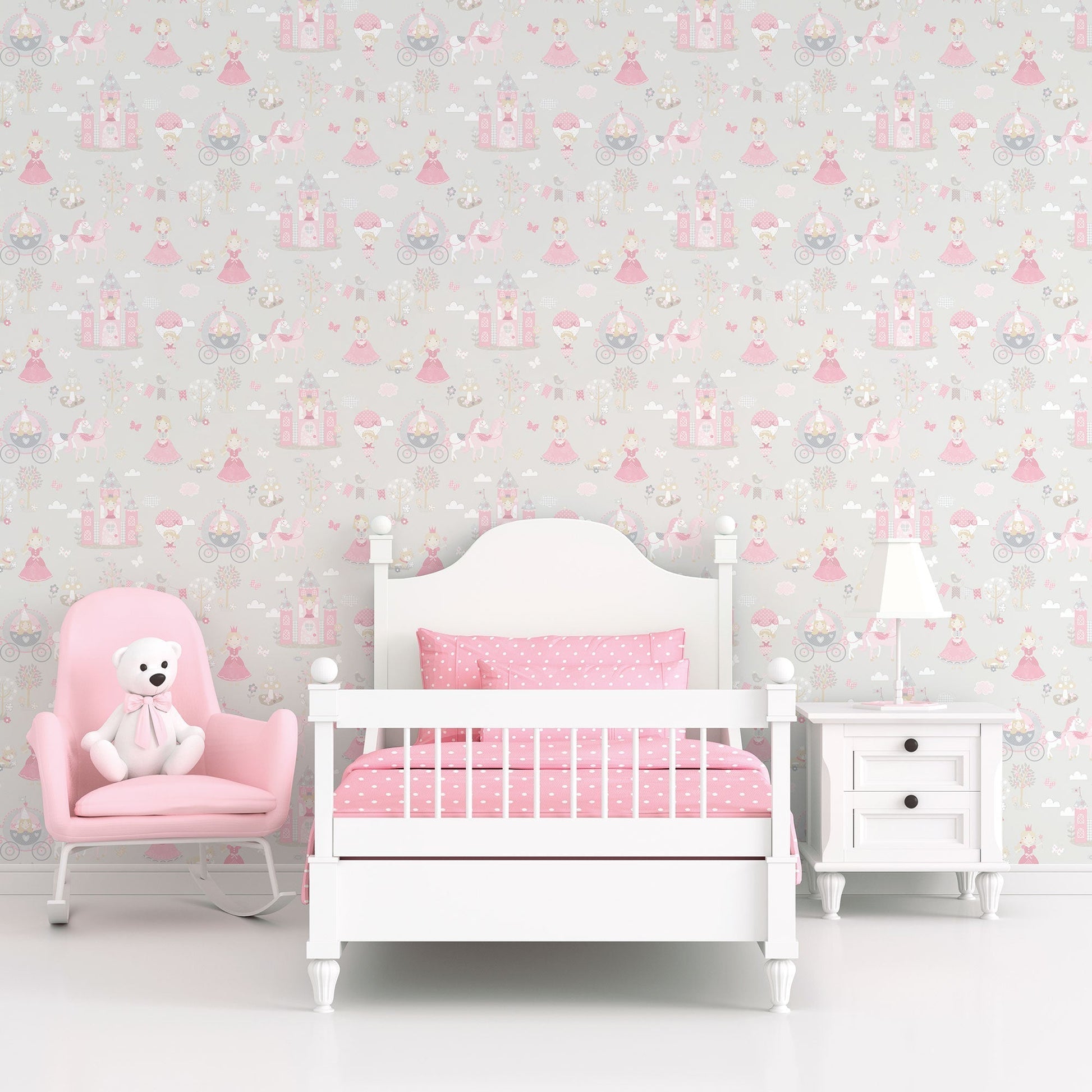 Tiny Tots 2 Fairytale Wallpaper - Grey / Pinks - Galerie - G78370 - Premier Wallcovering