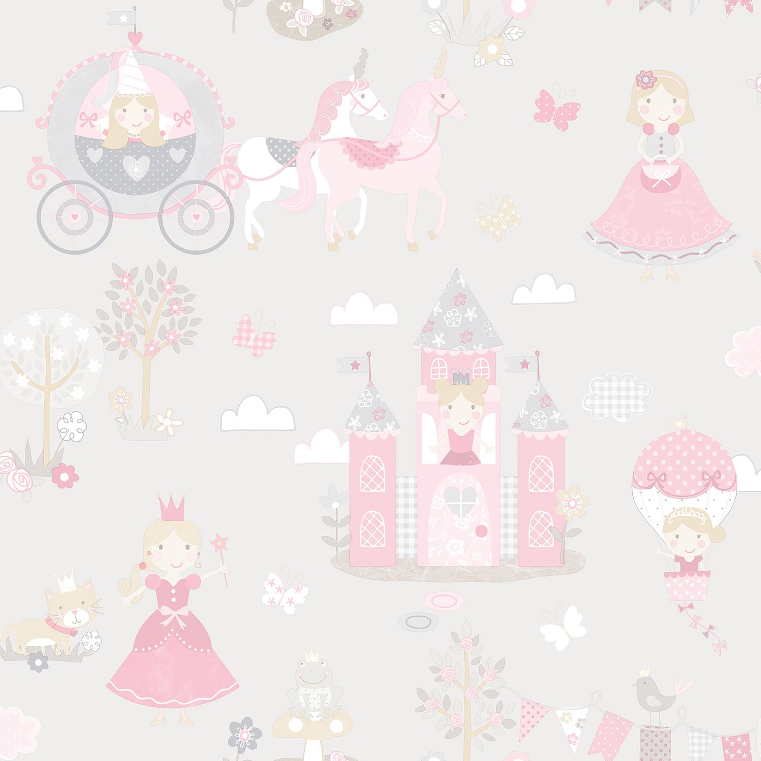 Tiny Tots 2 Fairytale Wallpaper - Grey / Pinks - Galerie - G78370 - Premier Wallcovering